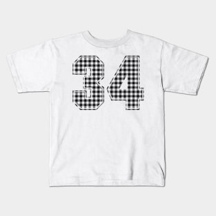 Plaid Number - 34 - Dark Kids T-Shirt